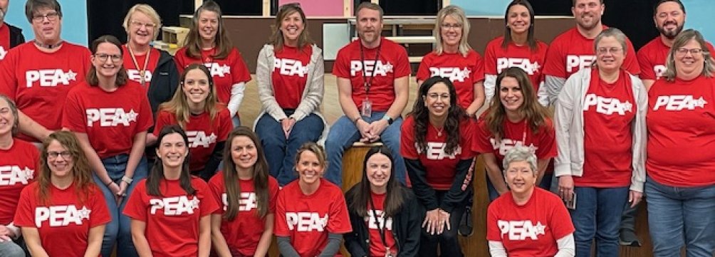 Bay Trail Middle School teachers wearing union t-shirts